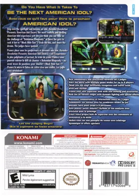 Karaoke Revolution Presents - American Idol Encore box cover back